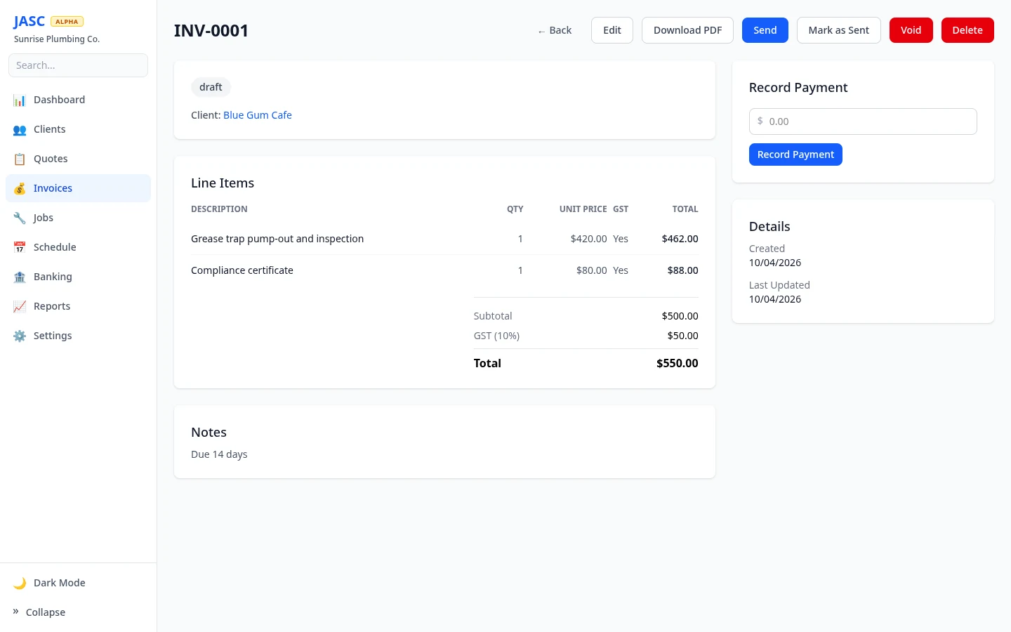 JASC Desktop - Invoice Detail